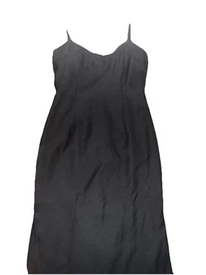 Vestido negro Charles Chang Lima con tirantes de espagueti línea A hasta la rodilla talla 6 Foto 1 de 4