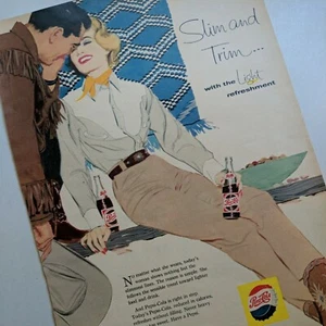 Vintage PEPSI COLA SLIM and TRIM WITH THE LIGHT REFRESHMENT SODA Magazine Ad - Picture 1 of 4