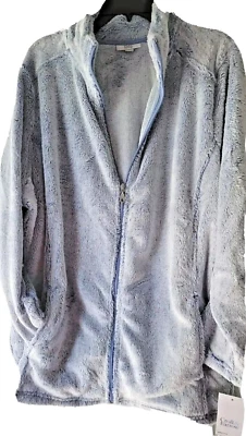 NWT Woman Plus CROFT & BARROW Minky Mockneck FLEECE COAT Size 3X Icy BLUE $48 - Image 1 of 3