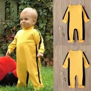 Kleinkind Baby Bruce Lee Spiel des Todes gelb KungFu Strampler Kinder Overall Kostüm - Bild 1 von 9
