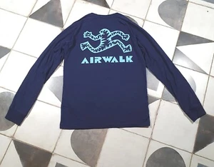 Airwalk Mens Long Sleeve Logo Front/Back T Shirt Blue Size Small Y2K Spellout - Picture 1 of 8