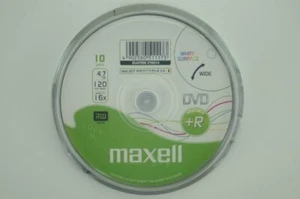 1x10 MAXELL DVD+R Discs WriteOnce 4.7GB 16x Printable Cakebox 276014 NEU 004-011 - Bild 1 von 3