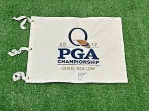 Prendedor de golf firmado por Justin Thomas 2017 PGA Championship Quail Hallow bandera - Imagen 1 de 5