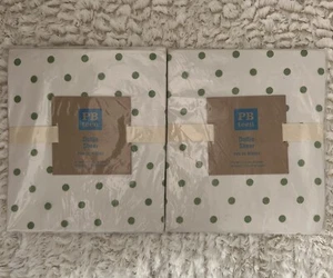 2 Pottery Barn Teen GREEN 108 L Dottie Sheer Panel Curtain 44x108 Polka Dot PB - Picture 1 of 2