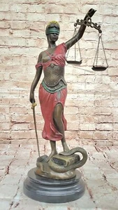 Blind Justice Law Lady Scale Bronze Sculpture Figurine Nude Art Statue Red Art - Picture 1 of 10