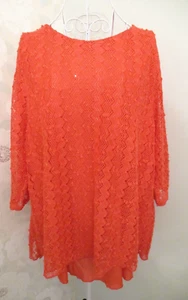 Elizabeth Scott women's coral lined 3/4 sleeve crochet style tunic size L/XL - Picture 1 of 10