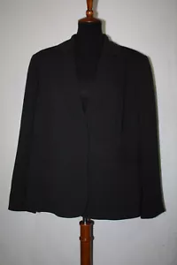TAHARI Arthur S Levine Sz 18W Black Pinstriped Blazer Suit Jacket 3 Snap Close - Picture 1 of 7