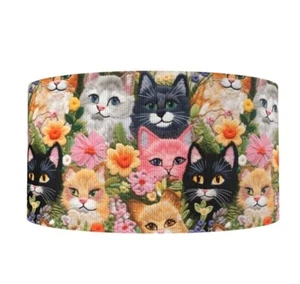 3" Cat Grosgrain Ribbon 5 yards kitten kitty pet hair bow ribbon - Picture 1 of 2