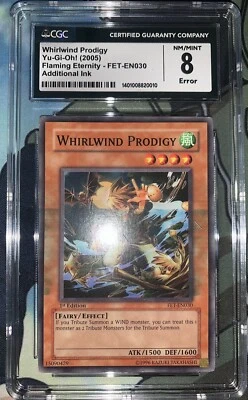 CGC 8 Whirlwind Prodigy 1st Edition FET-EN031 ADDITIONAL INK ERROR MISPRINT - Image 1 of 2