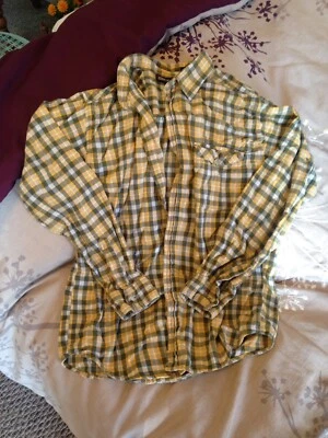 Faded Glory Boys XL Yellow Plaid Long Sleeve Collared Shirt - Image 1 of 2