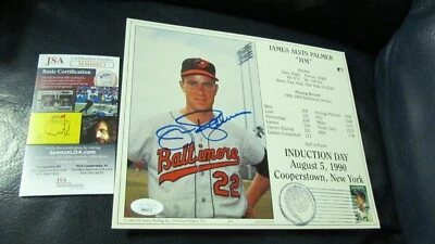 Jim Palmer signed HOF Induction Card JSA Certified - Image 1 of 4