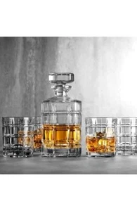HOME ESSENTIALS & BEYOND 5-Piece Crystal Whiskey Decanter & Tumblers Gift Set - Picture 1 of 2
