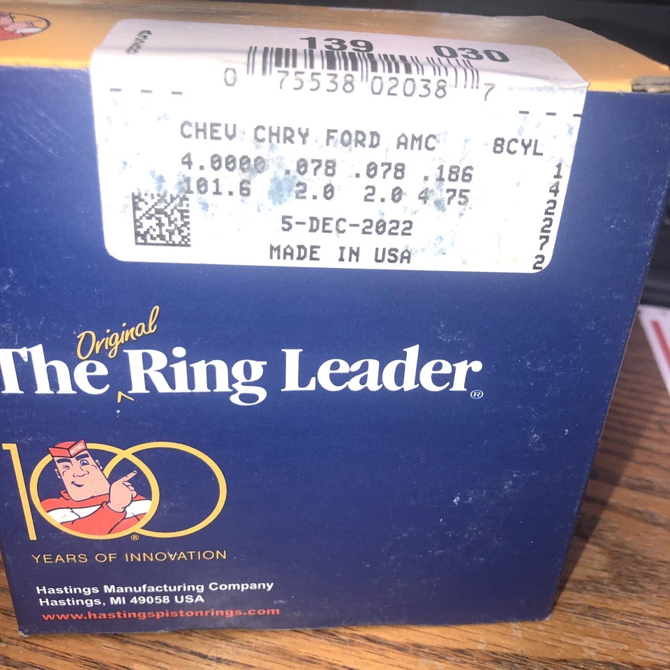 Hastings 139030 Juego de 8 anillos de pistón del motor Foto 1 de 2