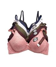 6 Pack Cotton Full Coverage Light Padded Wireless No Wire Bralette Bra 30A-40C