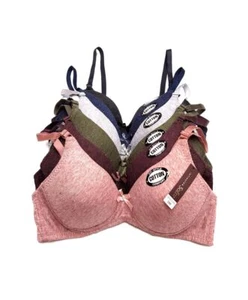 6 Pack Cotton Full Coverage Light Padded Wireless No Wire Bralette Bra 30A-40C - Picture 1 of 27