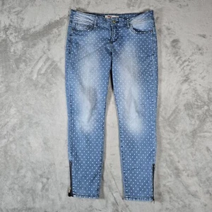 Lei Jeans Juniors 11 Ashley Low Rise Blue Denim Polka Dot  Zipper Sides Casual - Picture 1 of 12