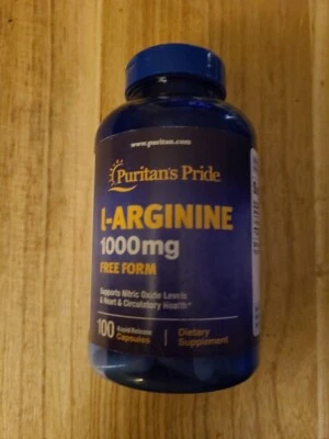 Cápsulas de vitamina L-arginina Puritan's Pride 100 cápsulas BB 05/2027 Foto 1 de 4