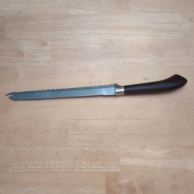 Cuchillo vintage dentado de doble cara con punta bifurcada, acero inoxidable EE. UU. Foto 1 de 4