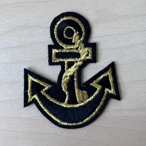 Gold and Black Anchor Iron On Patch embroidered applique Size 2.5" x 2" - Picture 1 of 1