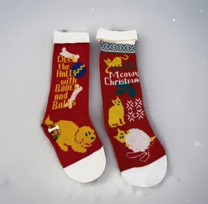 Medias de punto de colección para mascotas MEOWY Navidad gato perro rojo blanco dijes reversibles - Imagen 1 de 8