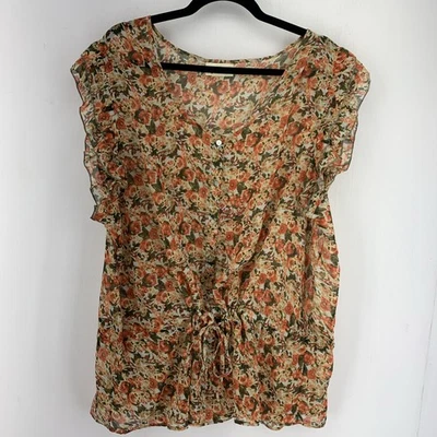 Bobbie Brooks Mujer 3X Top Peplum Transparente Ditsy Floral Cottagecore Boho Volantes Foto 1 de 4