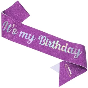 "It's my Brithday Birthday Girl Sash with Pear Pin Party Favors For Purple  - Picture 1 of 1