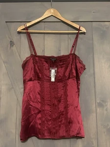 White House Black Market L Cami Merlot Vamp Lace Trim Whimsigoth Top Y2K - Picture 1 of 8