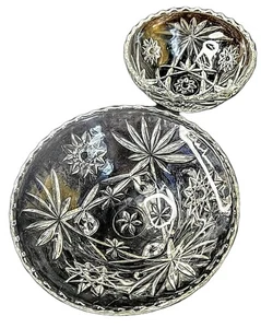 2 Pieces Of Vintage 1960's Clear Anchor Hocking Press Cut Glass Dishes - Picture 1 of 10