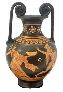 Greek Red-Figure Neck Amphora w/ Scroll Handles – Signed C. Koulouria - Picture 1 of 15