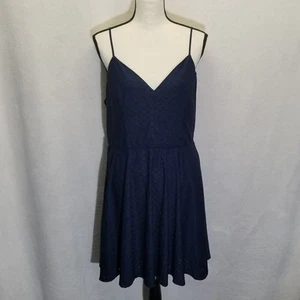 Nine Britton XL Dress Navy Blue Eyelet Lace Fit Flare Stretch Whimsigoth Coastal - Picture 1 of 7