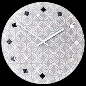 Modern Geometric Wall Clock Round Mirror Inlay Grey Interior Design Home Decor - Picture 1 of 5