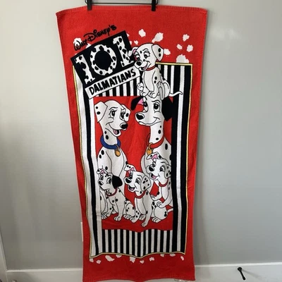 Disney 101 Dalmatians Beach Bath Towel Red Vintage Style Puppy Design - Image 1 of 4
