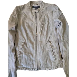 Kenneth Cole Reaction Mens Large Tan Real Leather Suede Moto Jacket FLAWS READ - Picture 1 of 8