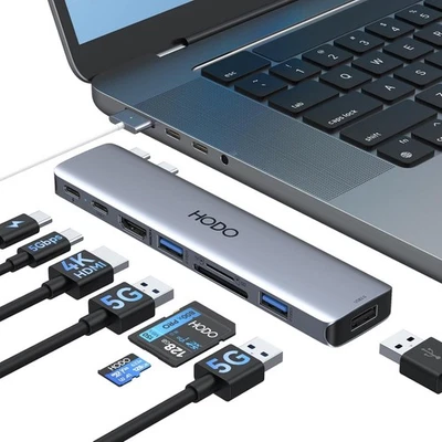 HODO USB C Hub Adapter Für Macbook Pro Air, Mac Zubehör 8 in 2 Mit 4K Hdmi,Thund - Bild 1 von 4