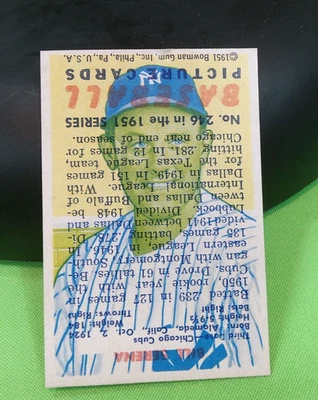 Bowman 1951 trasero en blanco doble frente a prueba de errores casi nuevo Gene Woodling Bill Serena Foto 1 de 3