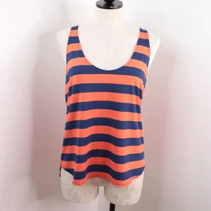 Splendid Womens L Orange Navy Stripe Loose Fit Racerback Nautical Beach Tank Top - Picture 1 of 7