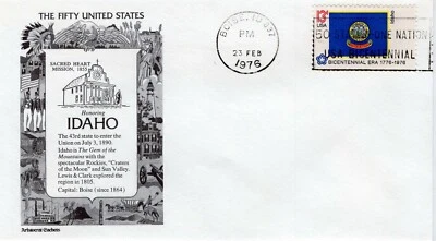 USPS FDC #1675 1976 13c Idaho State Flag Aristocrat Cachet ST2168 - Image 1 of 2