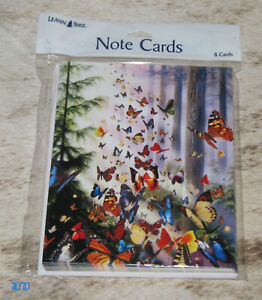 LEANIN TREE Many Butterflies in the Forest" #35336 ~ 8 Notecards ~ Blank Inside