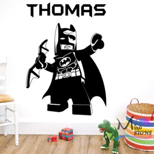 Batman personalisierter Wandsticker mit Namen beliebiger Name Jungen SCHLAFZIMMER KINDERZIMMER - Bild 1 von 26