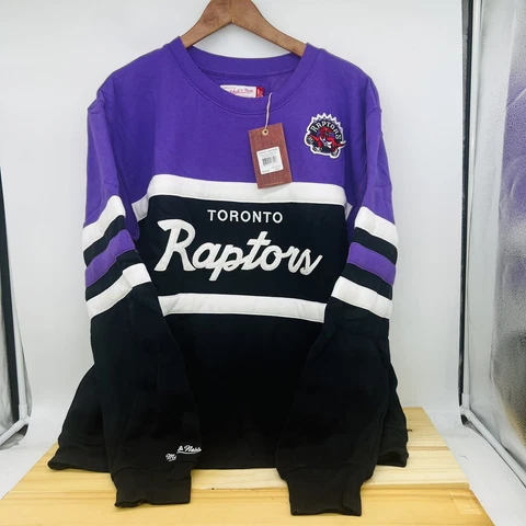 NEW 2XL Toronto Raptors Mitchell & Ness Script Pullover Sweatshirt SLIM FIT Cover