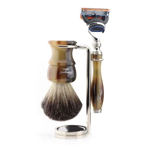 Resin Luxurious Shaving Kit Black Badger Brush & 5 Edge Razor Manual Shaver Tool - Picture 1 of 1