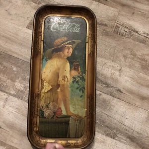 ORIGINAL 1916 Coca Cola "Elaine" Metal Tray RARE!!  19”x 8-1/2” - Picture 1 of 22