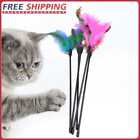5pcs Cat Kitten Pet Teaser Turkey Feather Interactive Stick Toy Wire Chaser