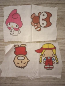 sanrio hello kitty fun fabric scrap 3 to 4.5 inch character 2pc #1003 new - Picture 1 of 2