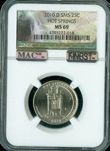 2010 D HOT SPRINGS QUARTER NGC MS69 SMS PQ MAC FINEST REGISTRY SPOTLESS * - Picture 1 of 2