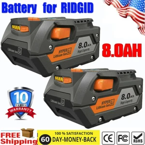 2Pack 18V 8.0Ah Lithium Battery for RIDGID 18 Volt Drill R840087 R840083 R840086 - Picture 1 of 12