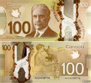 Billete de 100 dólares de polímero P-110 de Canadá 2011 nuevo sin circular - Imagen 1 de 2