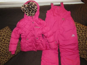 Girls ZeroXposur Winter Quilted Puffer Hood Coat Jacket w/ Snow Bibs -6/6X- Pink - Picture 1 of 9