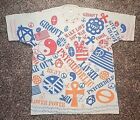 Vintage 80s Peace Love Not War Hippie Psychedelic Single Stitch AOP Shirt Sz XL