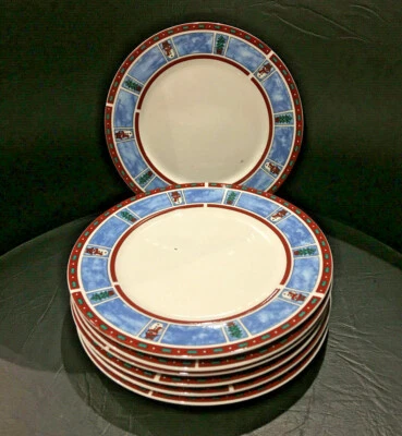 VINTAGE Libbey Christmas Plates 7.5" SNOWMEN Diameter 7-Piece Set - Image 1 of 4